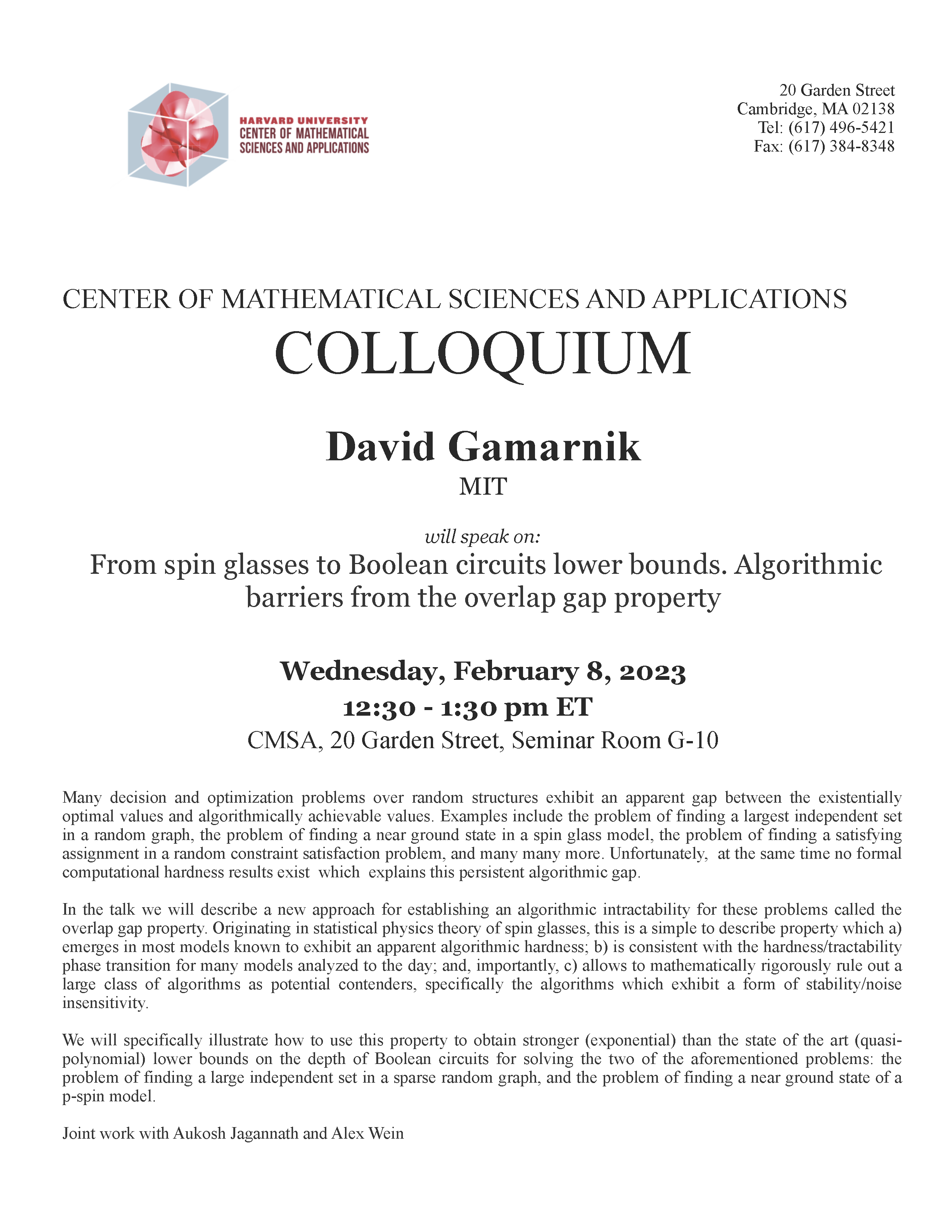 02CMSA Colloquium 02.08.2023