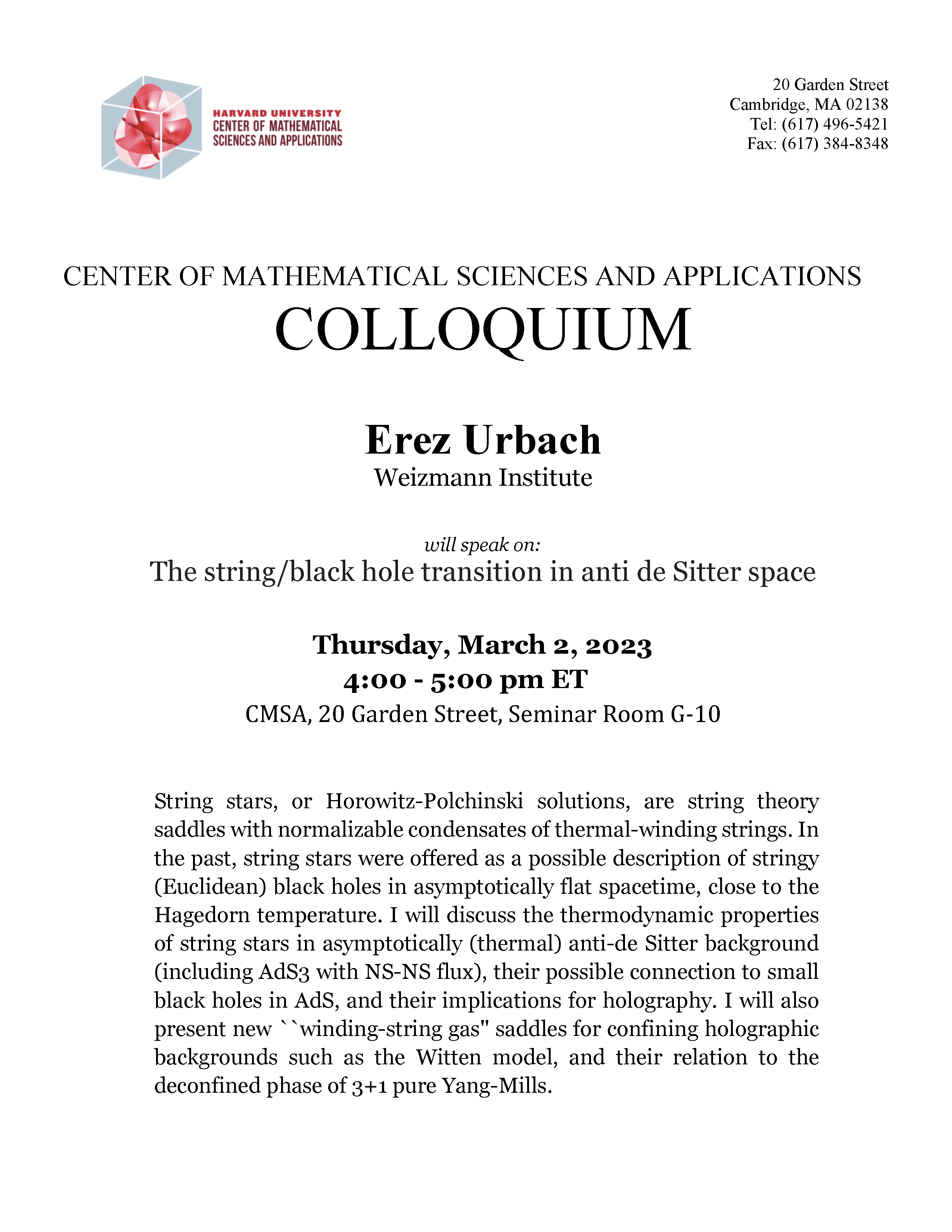 02CMSA Colloquium 03.02.2023