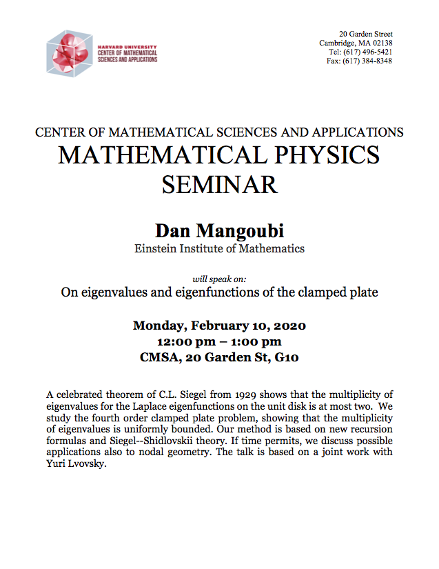 2/10/2020 Math-Physics Seminar