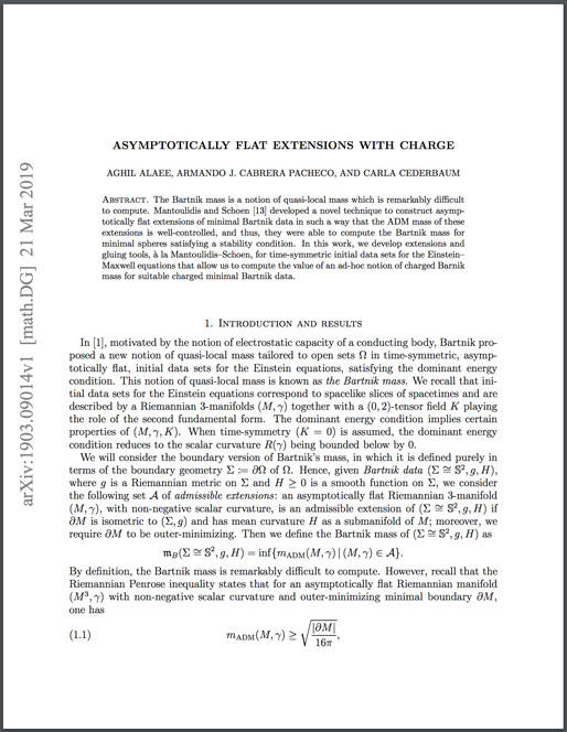 Asymptotically flat extensions with charge