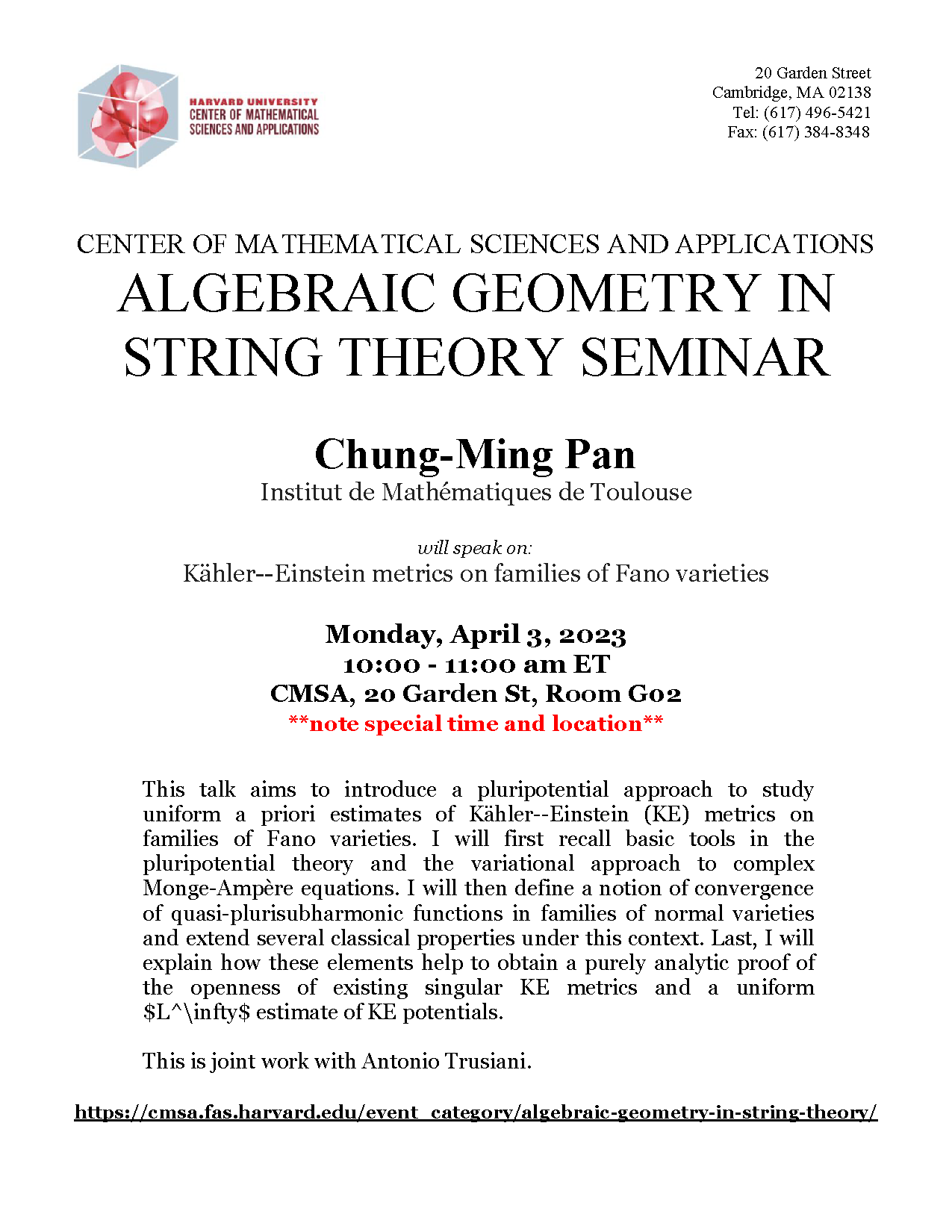 CMSA AGST Seminar 04.03.2023