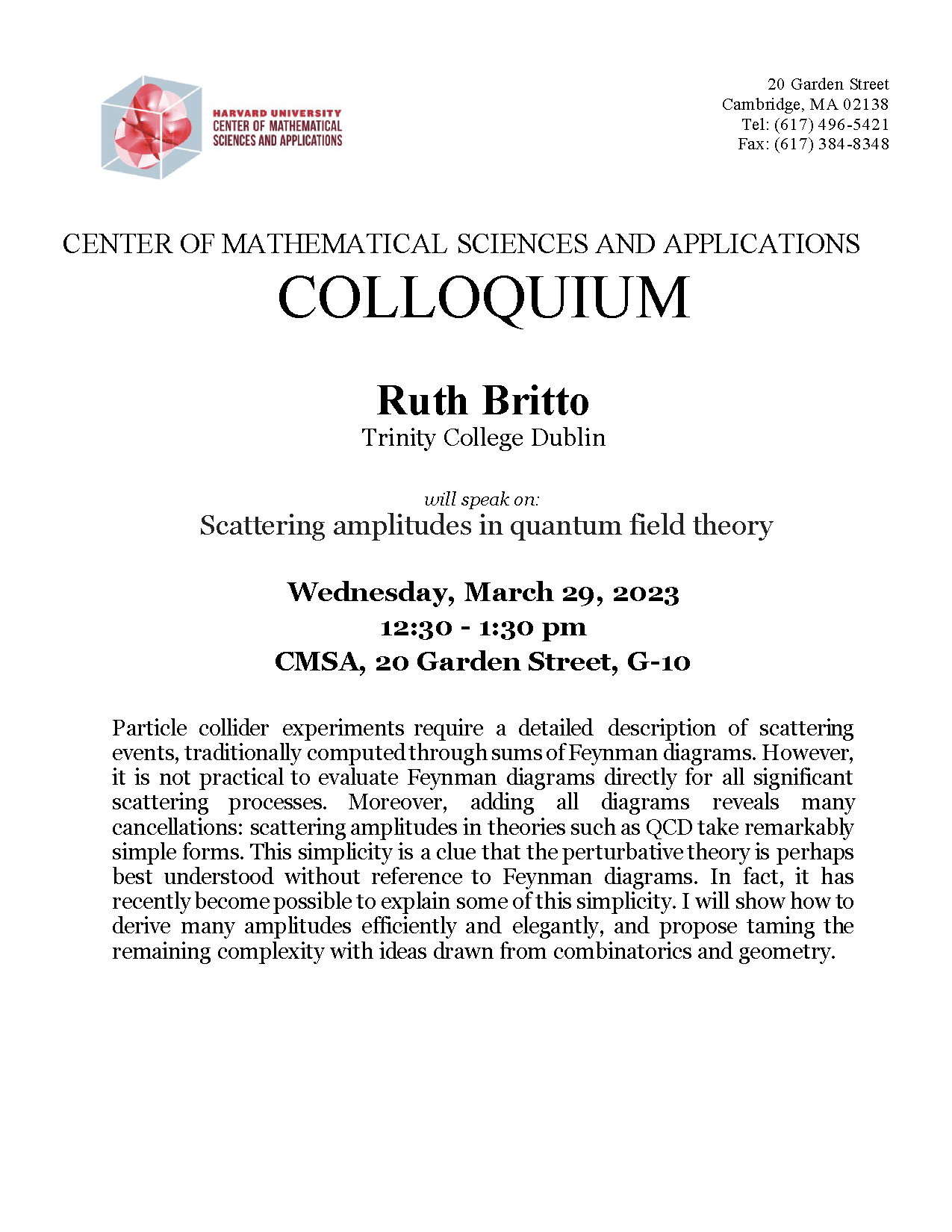 CMSA Colloquium 03.29.2023