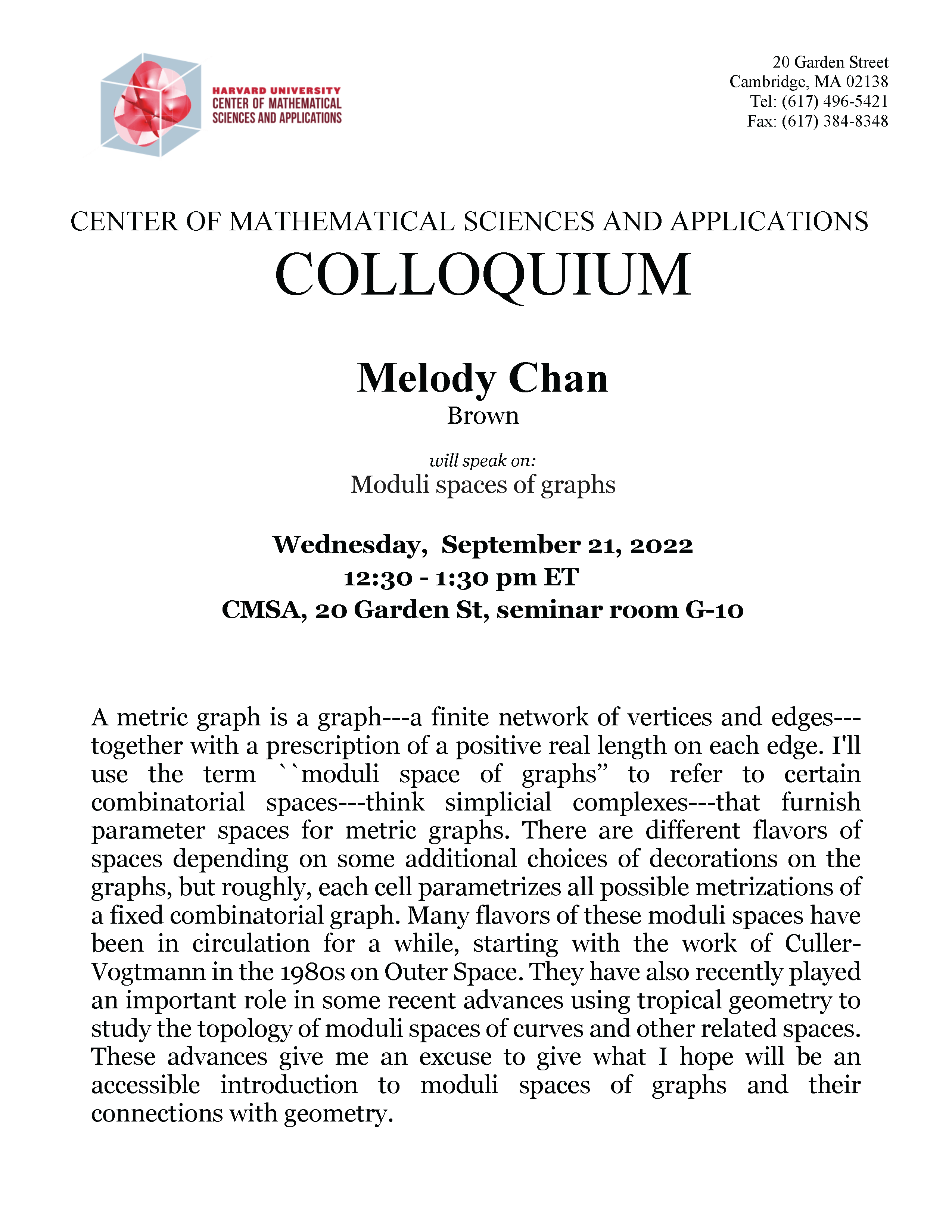 CMSA Colloquium