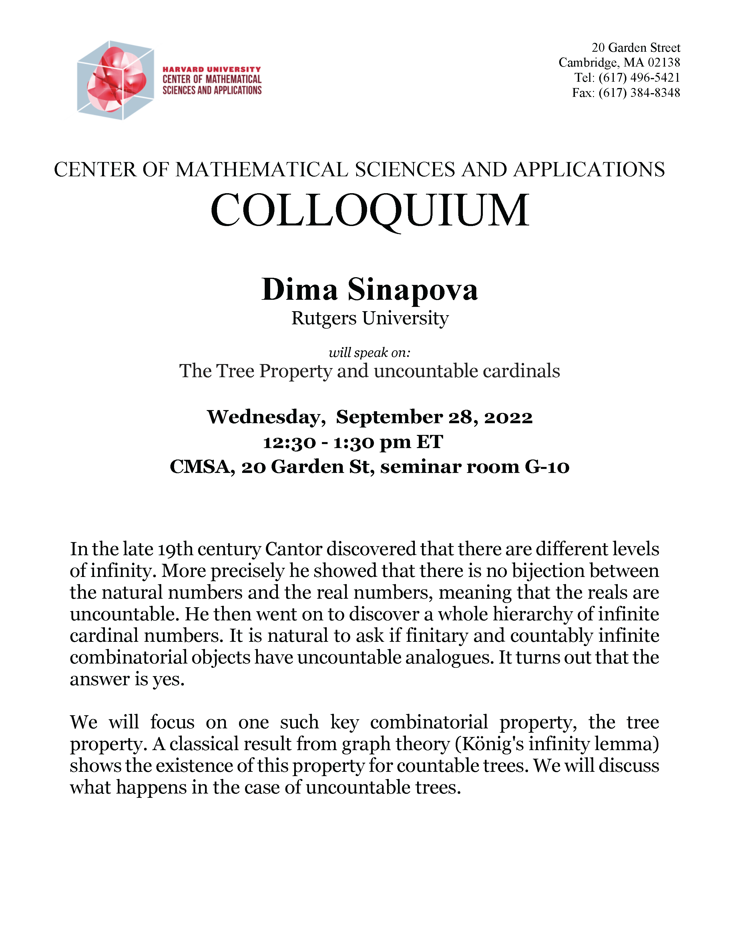 CMSA Colloquium 09.28.22
