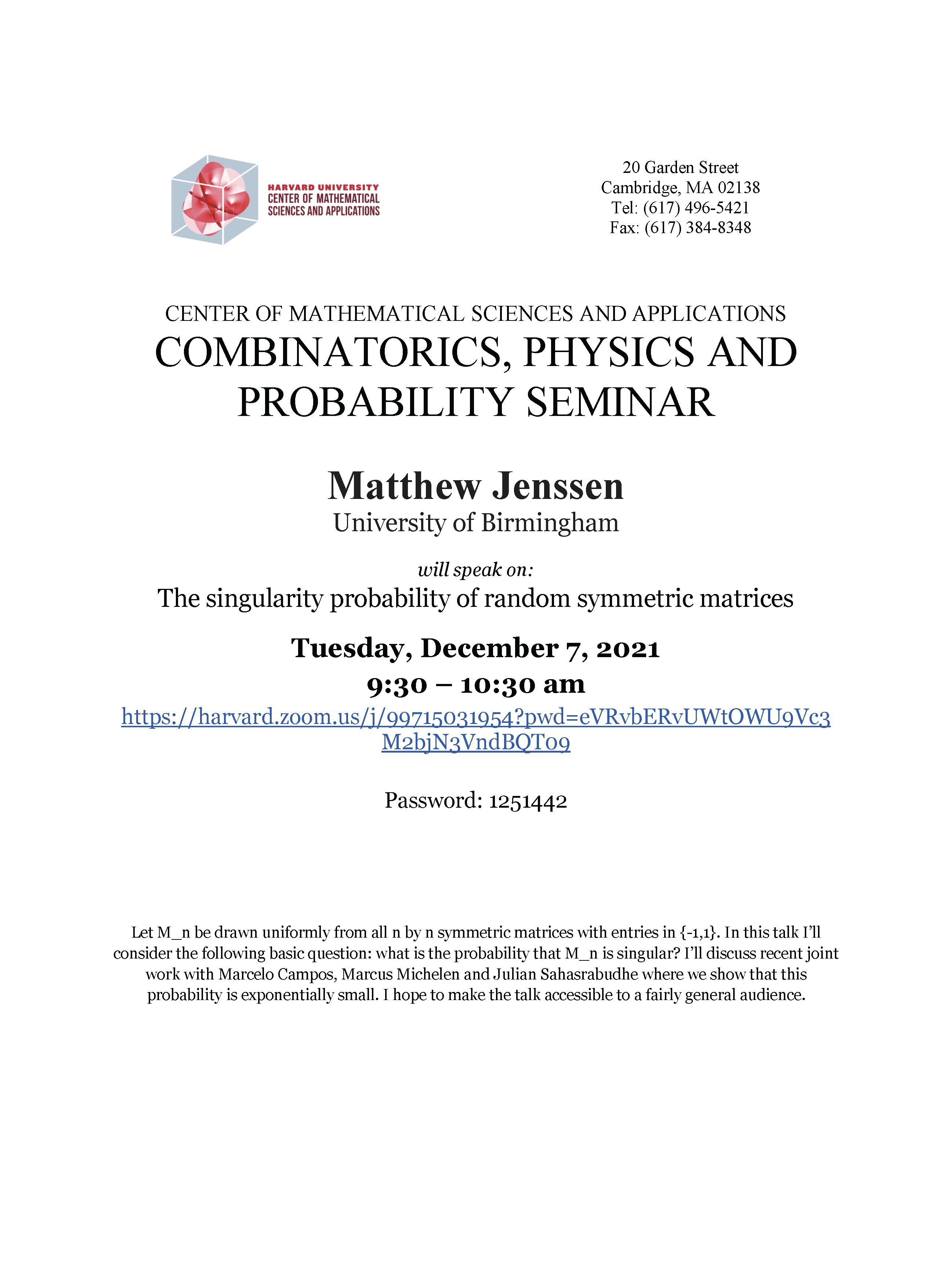 CMSA-Combinatorics-Physics-and-Probability-Seminar-12.07.2021