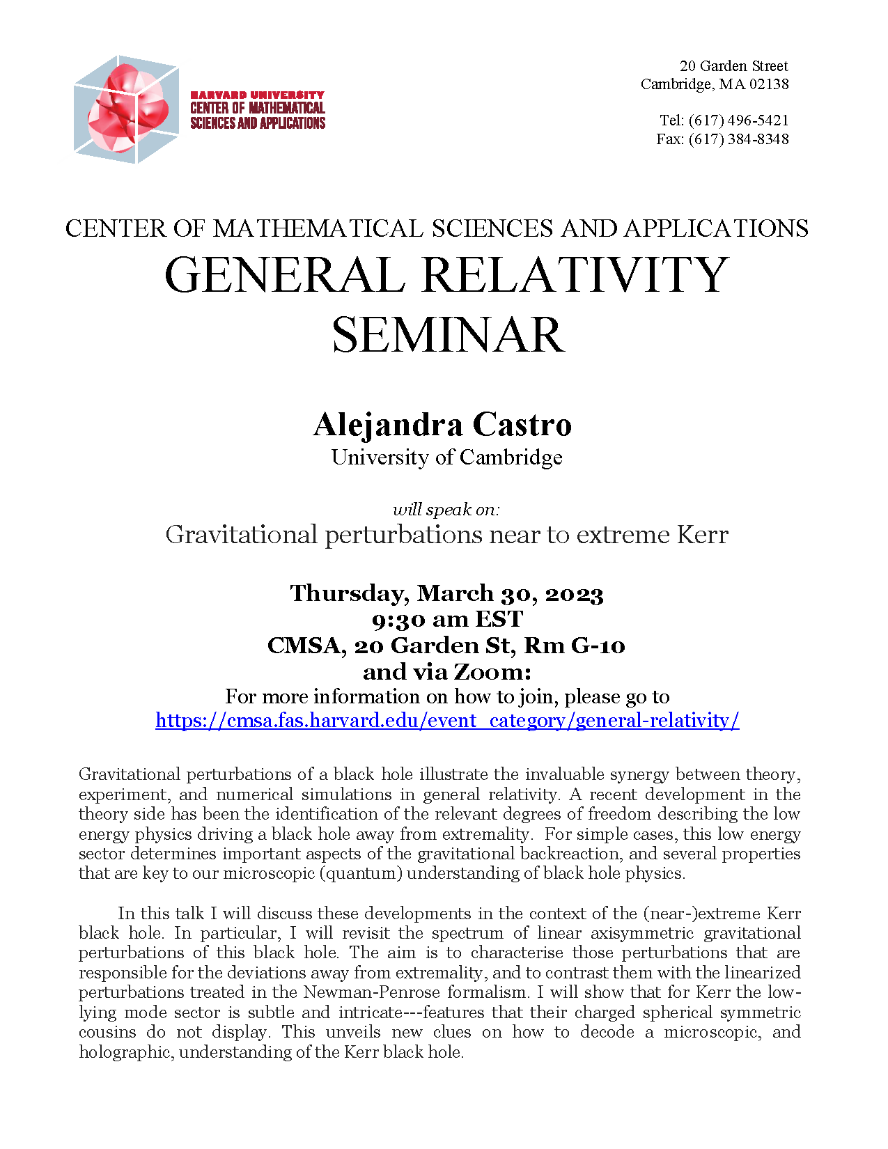 CMSA GR Seminar 03.30.23