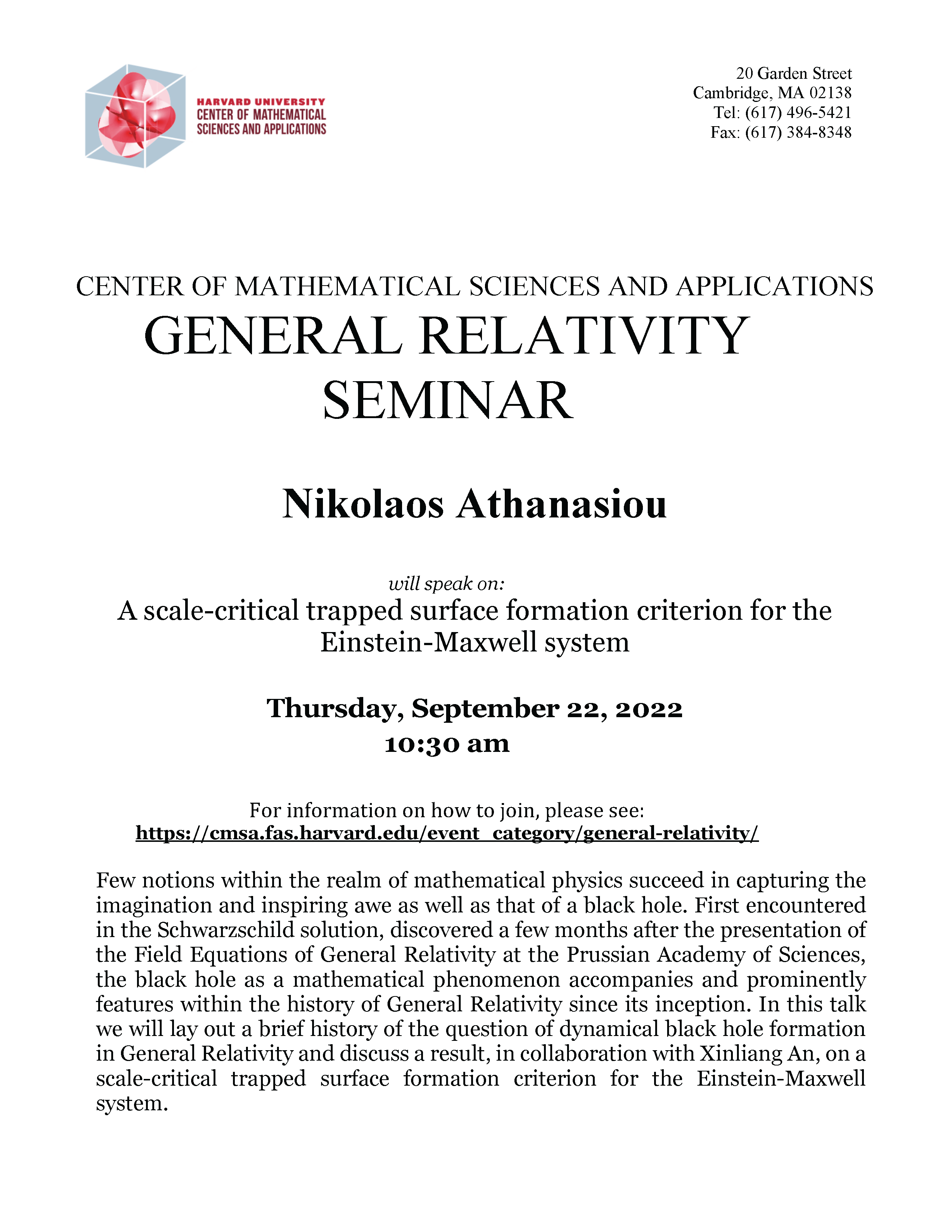 CMSA GR Seminar