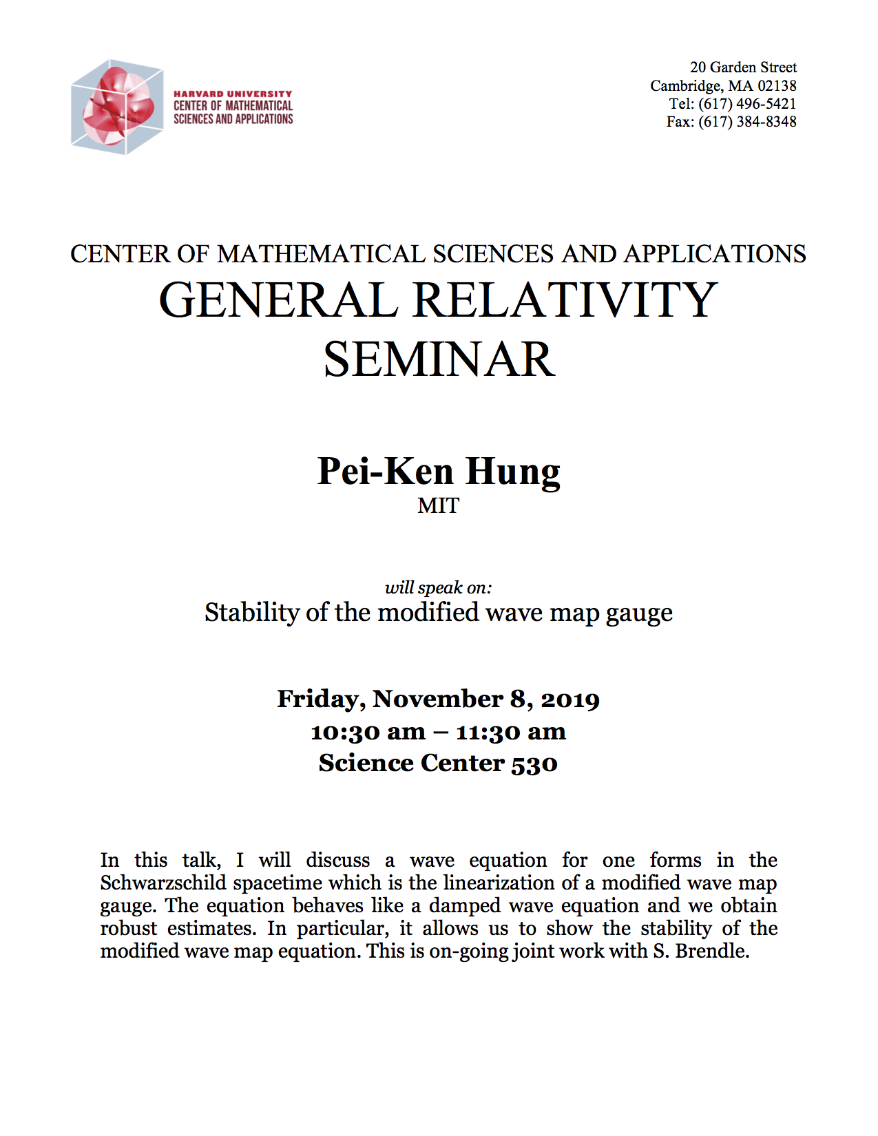 11/8/2019 General Relativity Seminar