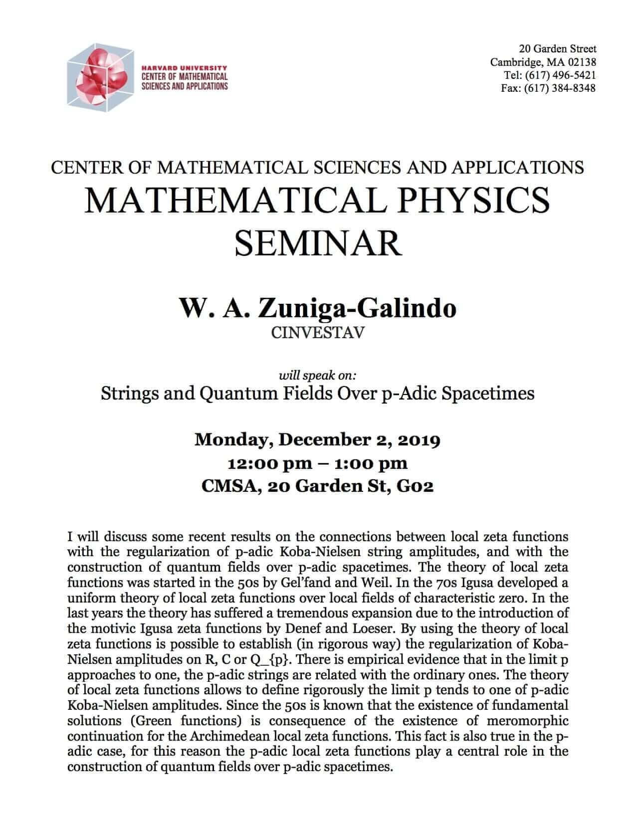 12/2/2019 Math Physics Seminar