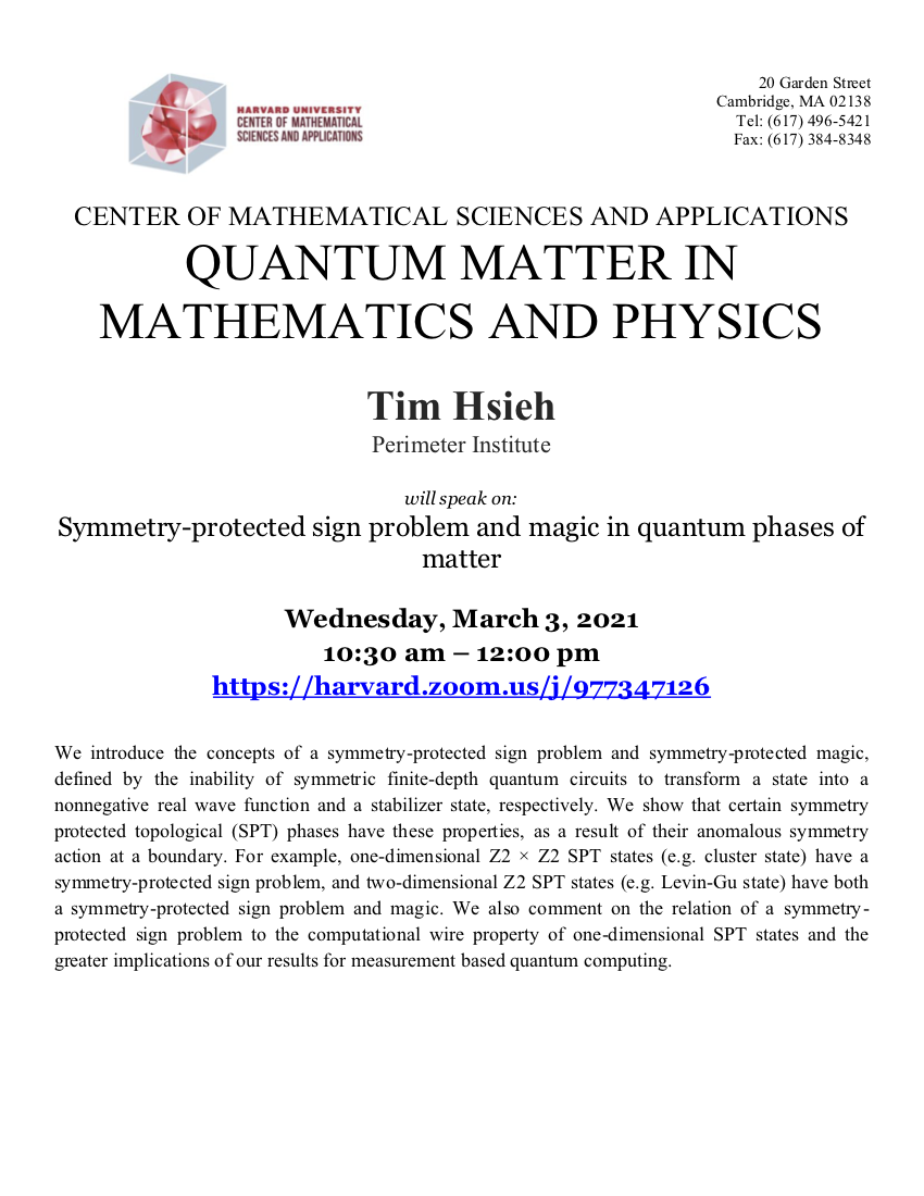 3/3/2021 Quantum Matter Seminar