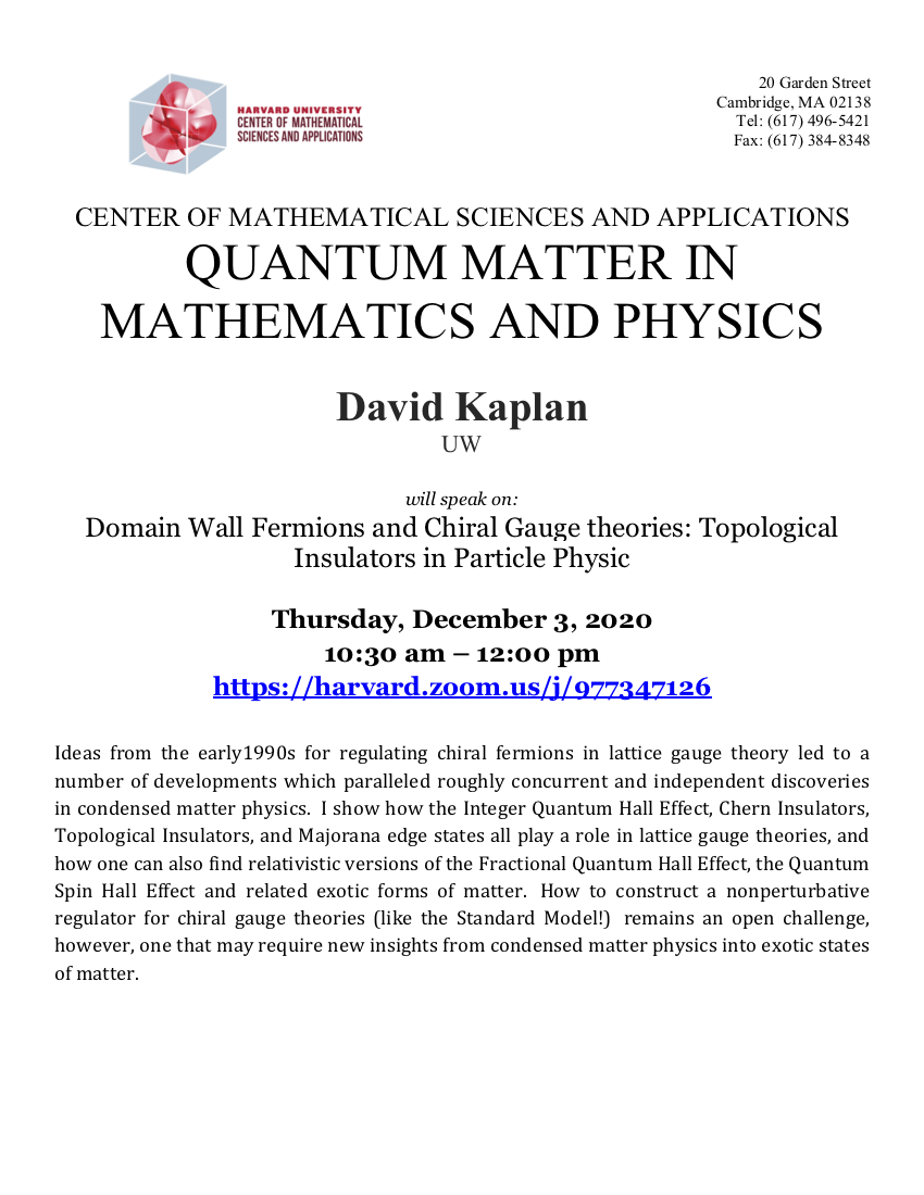 12/3/2020 Quantum Matter Seminar