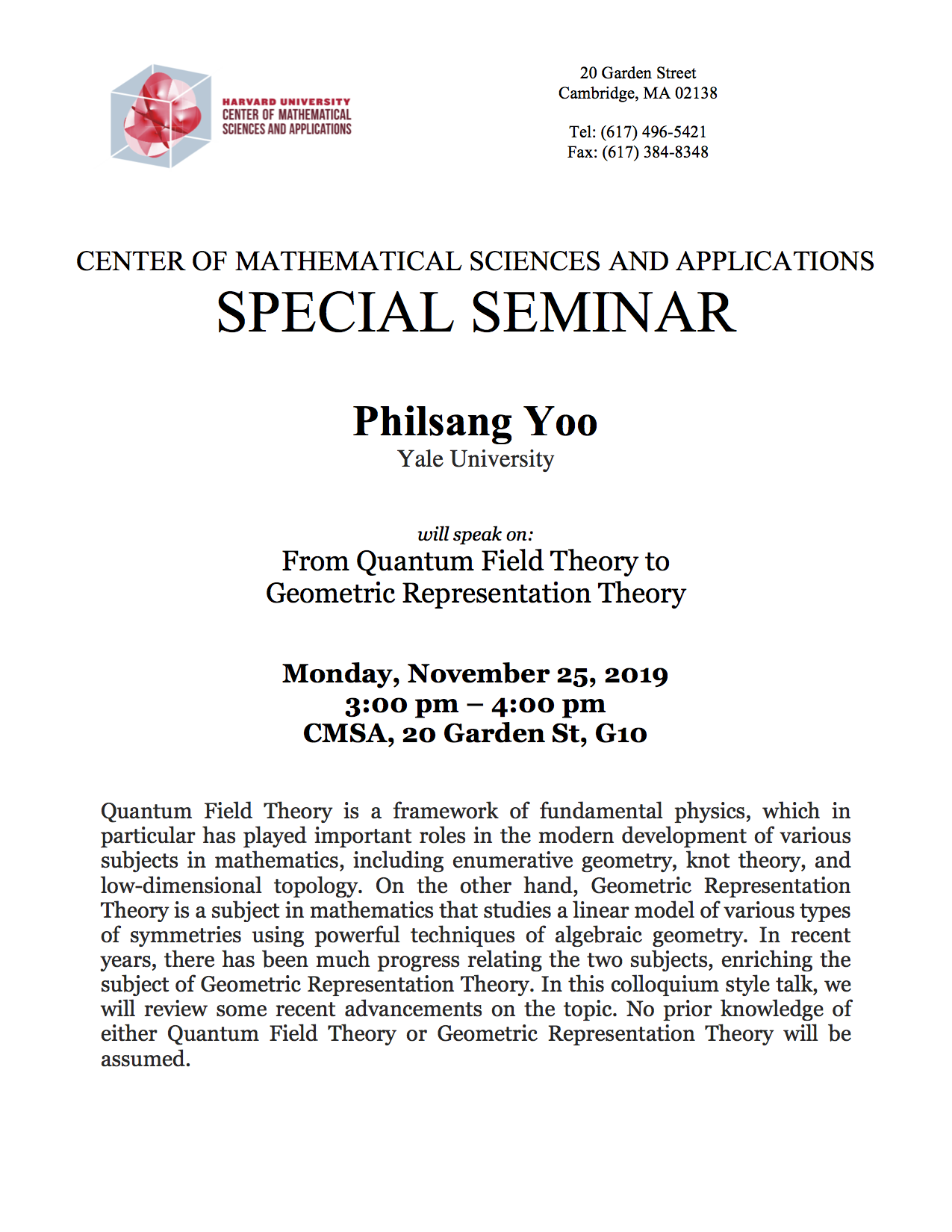 11/25/2019 Math Physics Seminar