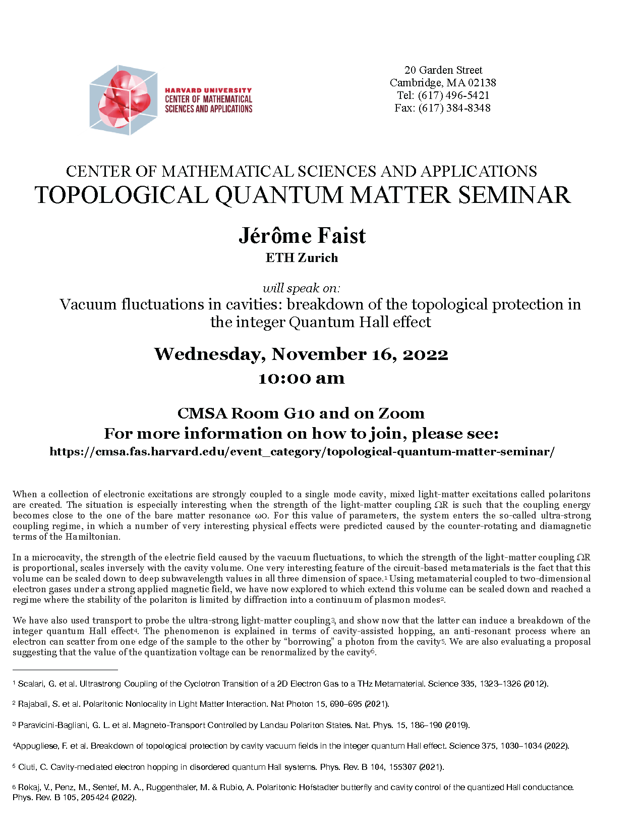 CMSA Topological Seminar 11.16.22