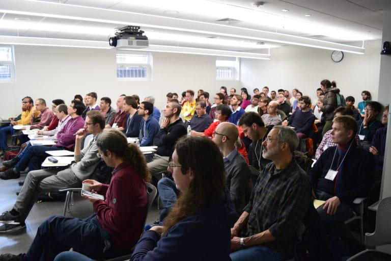 participants watching lecturer at the Workshop on Probabilistic and Extremal Combinatorics