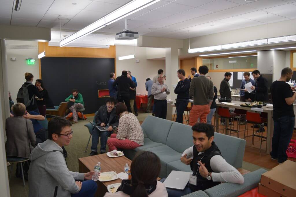 Participants discussing on group on Workshop on Morphogenesis: Geometry and Physics