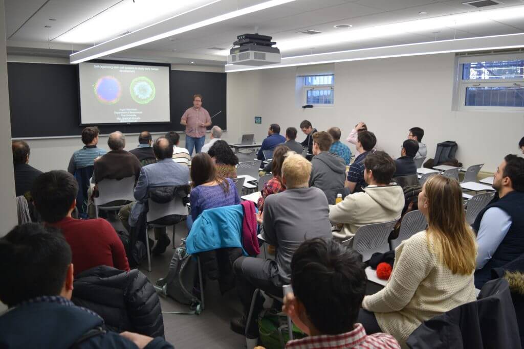 Participants focusing on the Presenter on Workshop on Morphogenesis: Geometry and Physics