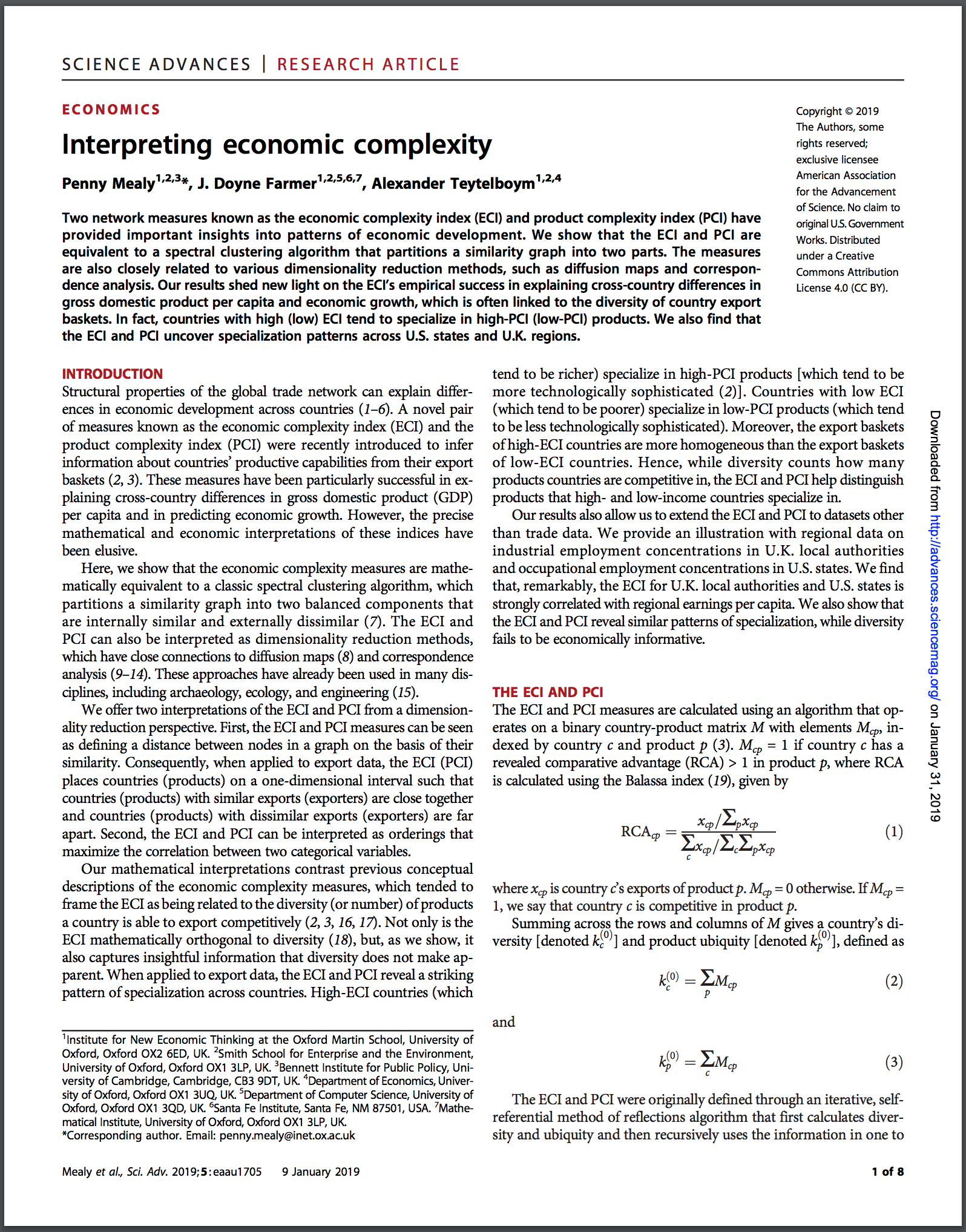 Interpreting economic complexity
