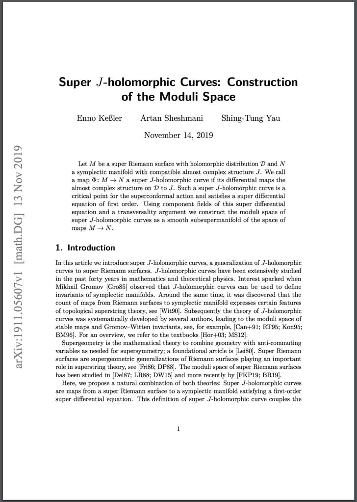 New Publication by Enno Keßler, Artan Sheshmani and Shing-Tung Yau