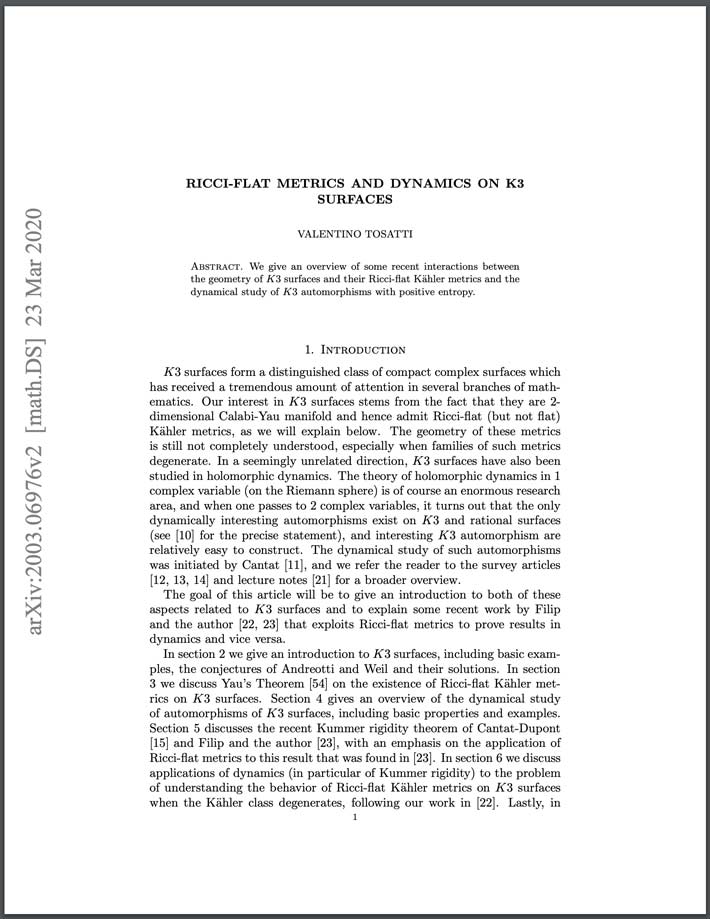 New Publications by Valentino Tosatti