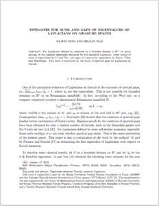 Estimates for Sums and Gaps of Eigenvalues of Laplacians on Measure Spaces