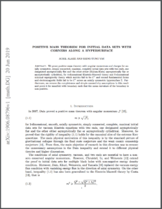 Positive mass theorem for initial data sets with corners along a hypersurface